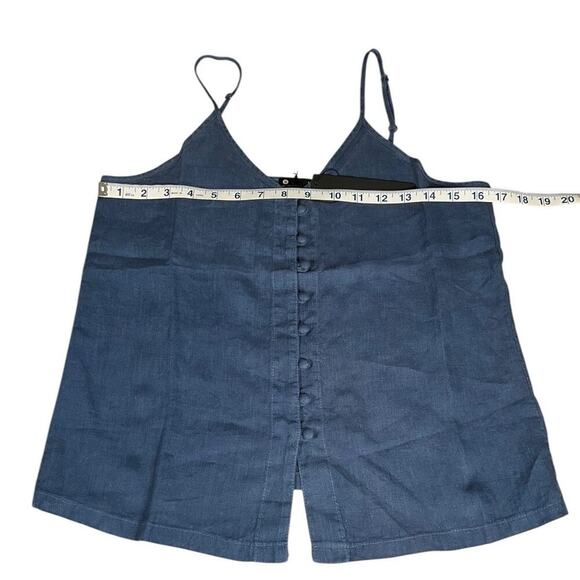 Revolve Krisa Tank 100% Linen Size Small Button Down Blue Adjustable Straps - Picture 6 of 9